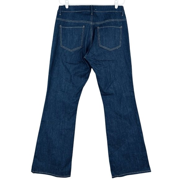 Permanent Women's Navy Blue Denim Jeans Size 14 Boot Cut Stretch Mid Rise NWT - Picture 2 of 15